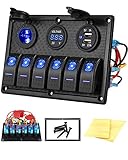 🔛 【Amplia aplicación】: Kohree 6 Gang Panel de Interruptor para barcos marinos, automóviles, vehículos recreativos, vehículos, camiones, yates, lanchas de recreo, todoterreno, caravanas, etc.