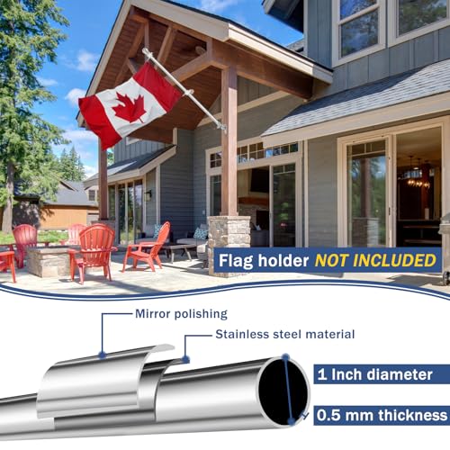 NQ 5 FT Flag Poles for Outside House, Flag Poles Outdoor for Porch, Yard, House Flag Pole, Heavy Duty Flagpole (Silver, Without Flag Holder) by NQ - Image 2