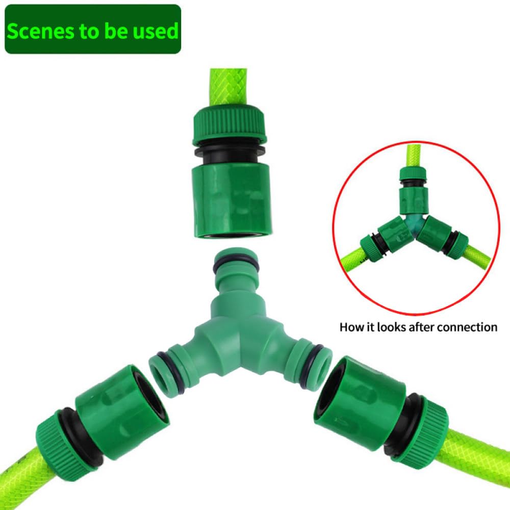Connettore Y per tubo da giardino 1/2quot; 3/4quot; Adattatore per rubinetto a 2 vie con filettatura femmina Kit di giunzione rapida con accessori per splitter dell'acqua con valvola di accensione/sp