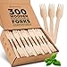 PURPLECLAY Wooden Disposable Forks (300 PCS) FSC Certified Wood Compostable Forks, Eco-Friendly Compostable Utensils for Party, Plastic-Free Wood Utensil, Bamboo Utensils Alternative, Fork for Eating 1