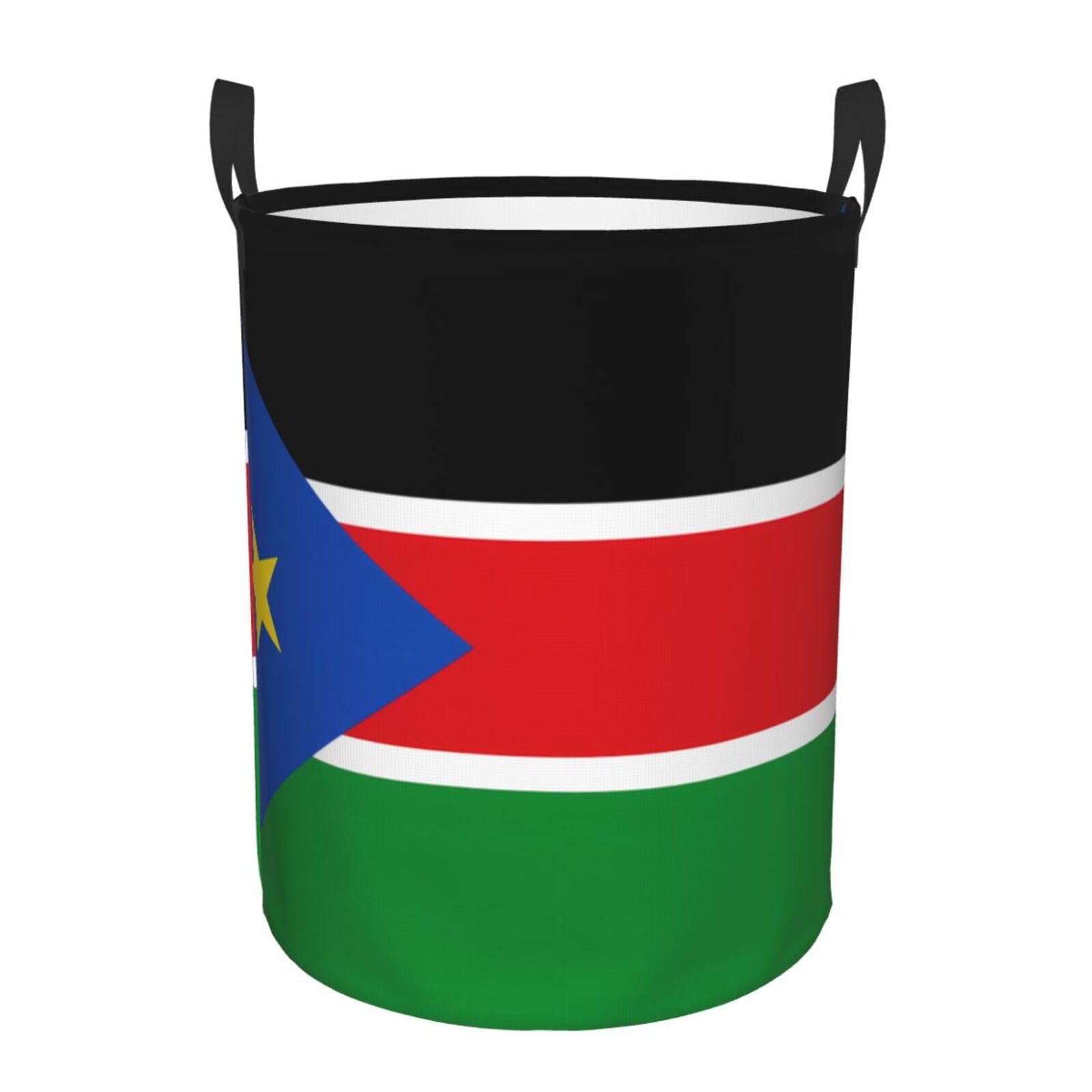 M Collapsible Flag of South Sudan Print Circular Hamper Round