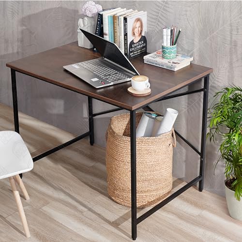 Image of ABOUT SPACE Office Table - Study Table for Students, Adults Work Table for Home - PC, Laptop, Desktop, Gaming, Computer Table with Spacious Tabletop Multipurpose Table (Walnut-L 91 x B 60.5 x H 75cm)