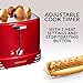 Nostalgia 4 Slot Hot Dog and Bun Toaster with Mini Tongs, Hot Dog Toaster Works with Chicken, Turkey, Veggie Links, Sausages and Brats, Metallic Red