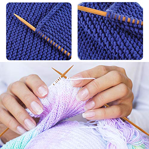 Relian Double Pointed Knitting Needles, 75 Pcs Bamboo Knitting Needles Set, 15 Sizes From 2.0Mm-10.0Mm(8 Inches Length)+ 4Pcs Knitting Needles Point Protectors #TOP6