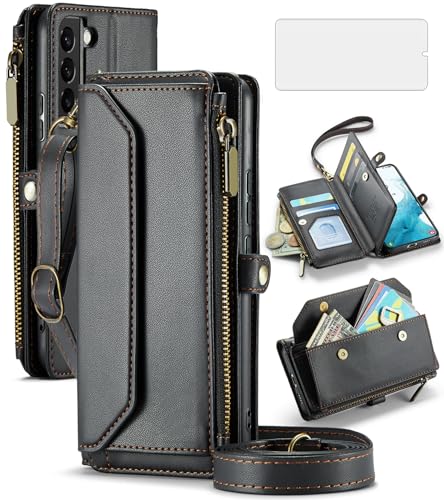 Coque Samsung S22 5G protection RFID étui portefeuille zippé porte-cartes