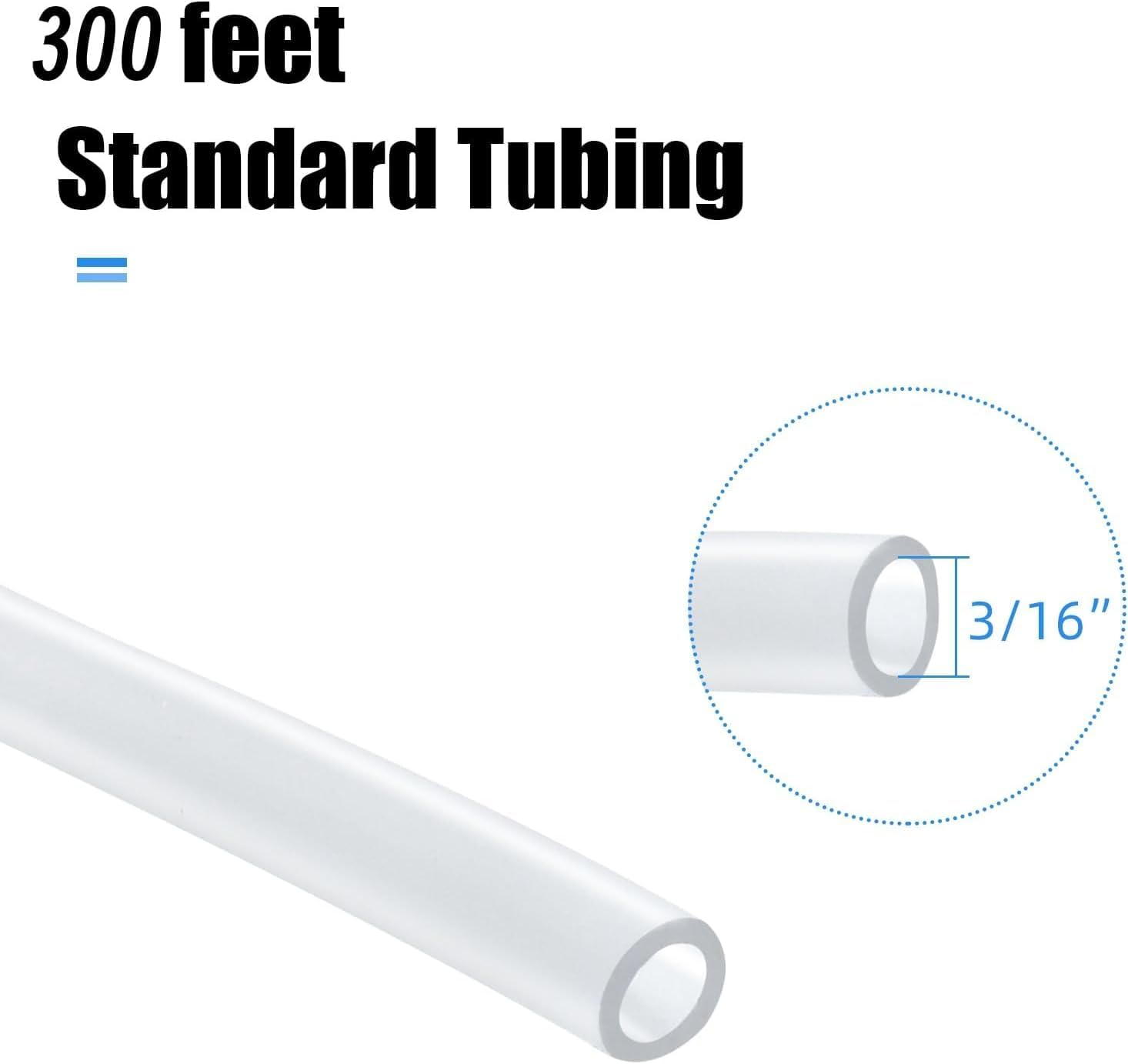 300FT 3/16" Aquarium Airline Tubing Hose， 300 feet Standard 3/16" Air Hose for Fish Tank,Air Pump,Hydroponic and Pond