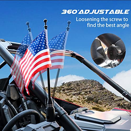 RERPRO UTV Flag Pole Holder Mount, ATV UTV US Whip Mount, 1.75\"-2\" Roll Bar Flag with Pole and Mount Bracket for Polaris RZR Ranger General Can Am, 360 Adjustable Aluminum Alloy Black
