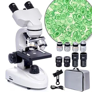 Velamnia Binocular Compound Microscope,Microscope LED Binoculars Composite, 200X-5000X Magnification,Professional Composite Microscope with Wide Field, Microscope Eyepieces