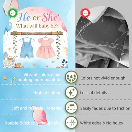 Boho Gender Reveal Backdrop 7x5ft,He or She Gender Reveal Photo Background by Florivette - Used condition - Image 6