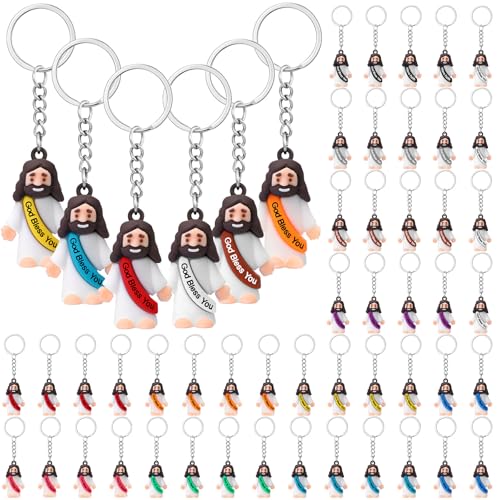 Jouet Jésus fluorescent : lot de 48 porte-clés religieux classiques