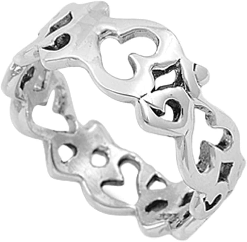 Women's Om Sign Eternity Ring New .925 Sterling Silver Band Sizes 5-10
