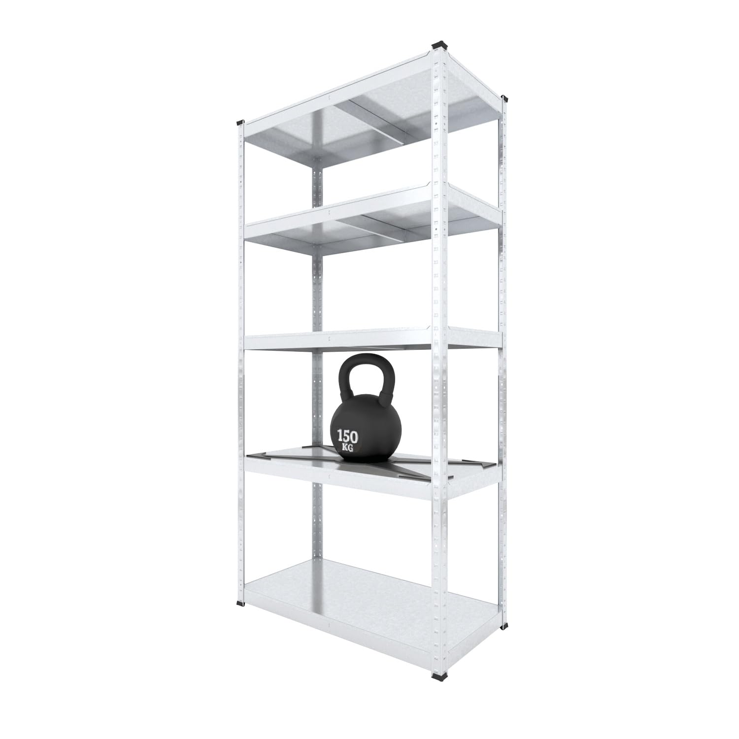 Metallregal 200x100x40 cm Verzinkt – 5 Metallböden Böden – Tragkraft 875kg – Lagerregal, Werkstattregal, Kellerregal, Schwerlastregal