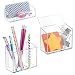 mDesign AFFIXX Peel and Stick Adhesive Locker, Office, Fridge, Bath Organizers - Holds Strong, Removes Cleanly, No Residue - (Set of 3), Clear