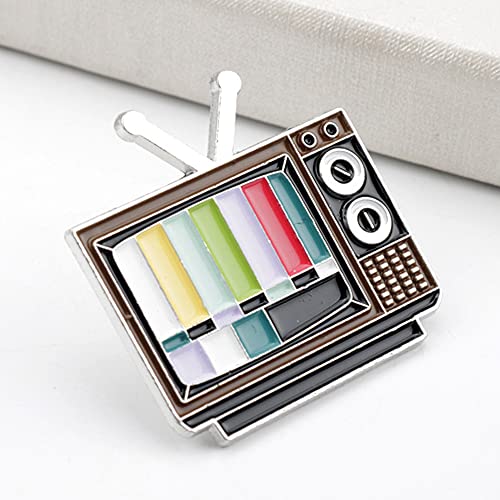 Image of SaiDian 3Pcs TV Pin Multicolor 90'S Fashion Retro Rainbow Bars Brooch Enamel Lapel Badge