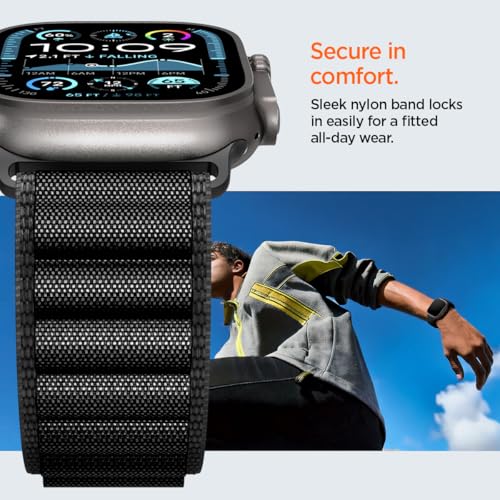 Spigen Fabric Strap (WBF1) Apple Watch Band — 42–49mm, Hook Buckle, Black — view 5