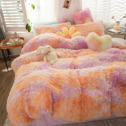 SUCSES Full Size Bedding Sets for Girls Fuzzy Comforter Cover Set 3 Pcs by SUCSES - Used condition - US$23.94