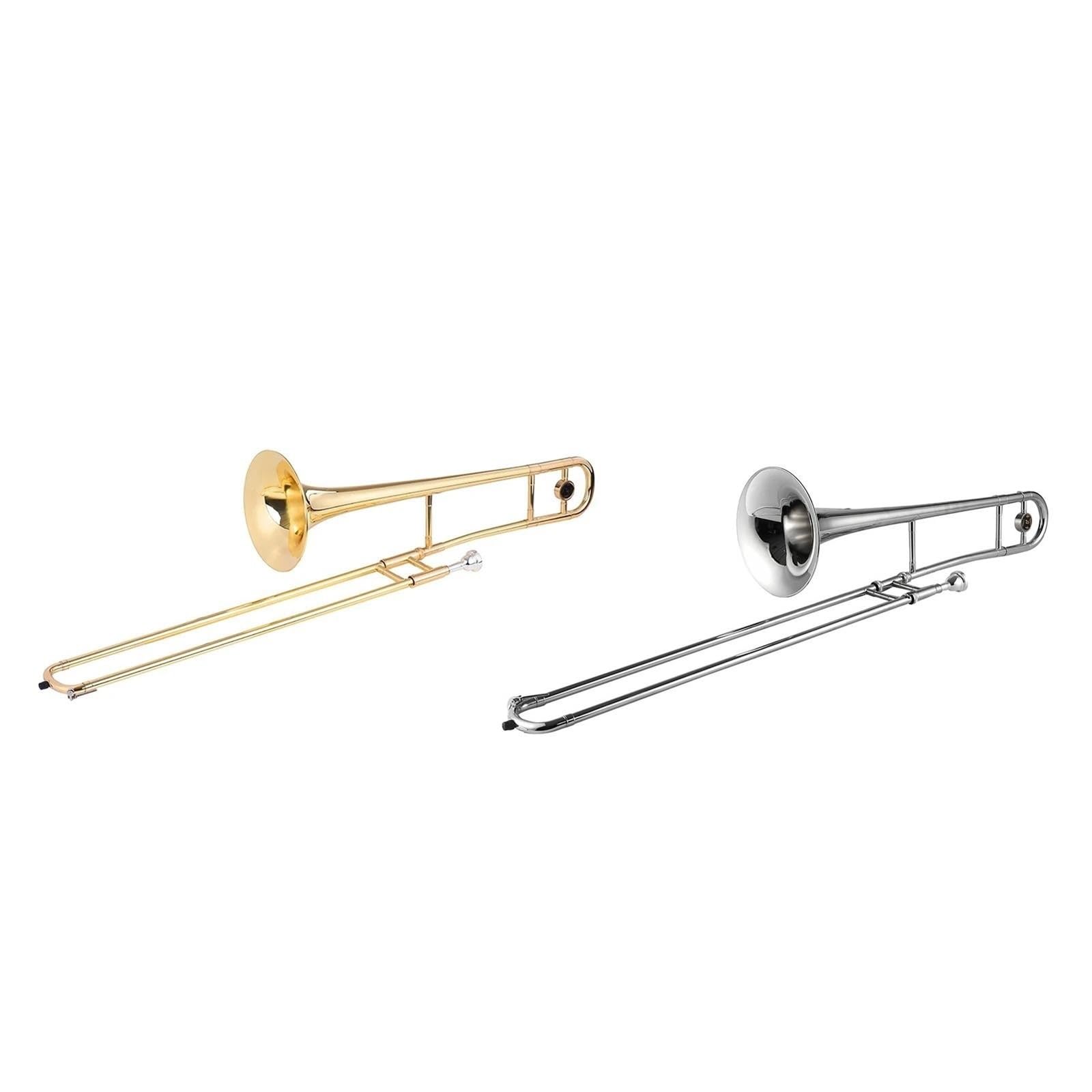 Professionnelle Trombone Adultes Débutants Trombone Alto Laiton Tonalité Sib Si Bémol Instrument À Vent(Silver)