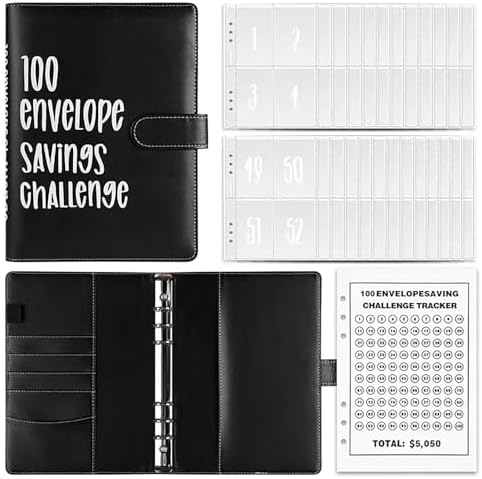 Budget Binder with Money Saving Challenge, Money Saving Binder with Cash Envelopes, Expense Sheets, Pink
