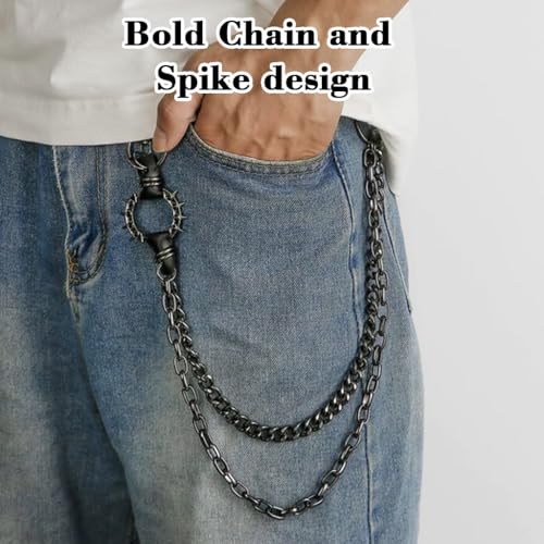 Image of GUSTAVE Layered Pants Chain for Men Double Punk Wallet Chains Trousers Jeans for Biker Heavy Skull Belt Gothic Accessories