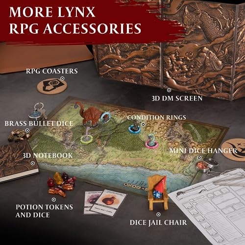 Image of DND DM Screen 5e - D&D Dungeon Master Screen 3D Faux Leather with Customizable Inserts - Dungeons & Dragons GM / Game Master Accessories Gift for Man or Woman. Hide Dice Rolls, Maps & Books (Bronze).
