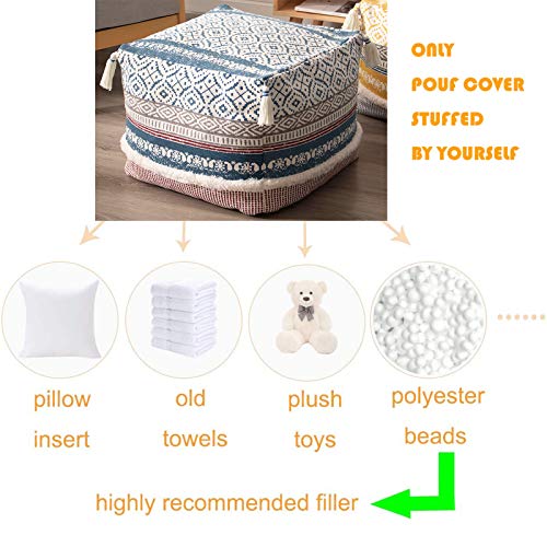image for blue page Boho Tufted Decorative Unstuffed Pouf - Farmhouse Casual Ott