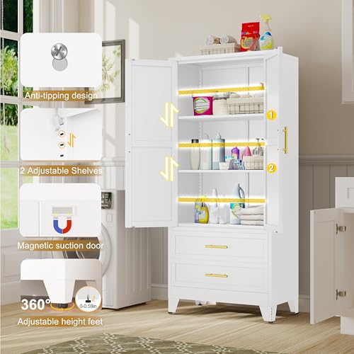 Image of GAIOUS Steel Pantry Cabinet, 71 inch Metal Storage Cabinets