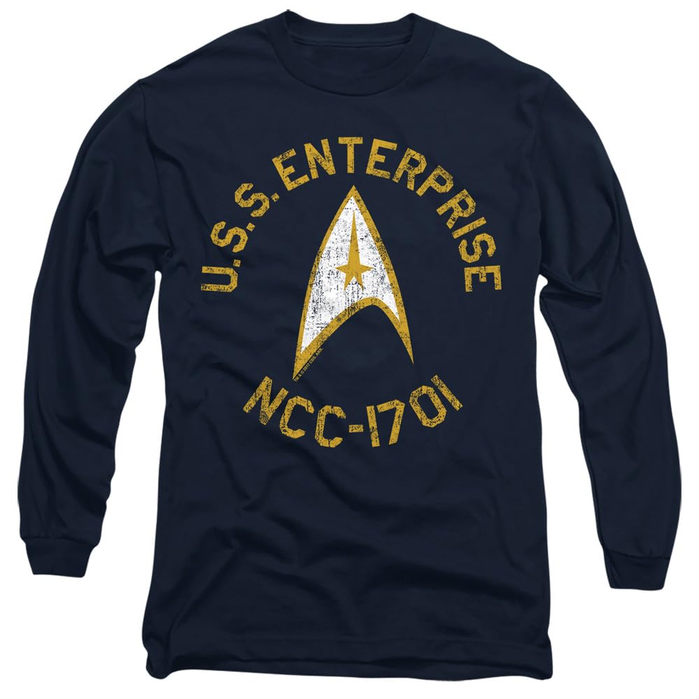 Star Trek Collegiate Mens Long Sleeve T Shirt, Navy, Medium