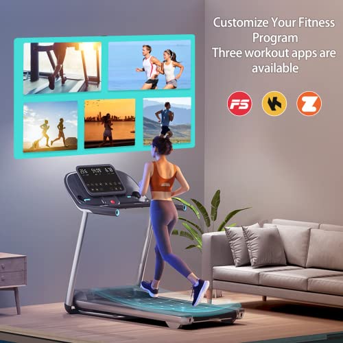 Rhythm Fun Treadmill Folding Treadmill With Incline 3.5Hp Electric Motorized Treadmill Super Shock-Absorbing Quiet Foldable Treadmill With Speaker, 12 Preset Programs, Workout App For Home Office Gym #TOP2