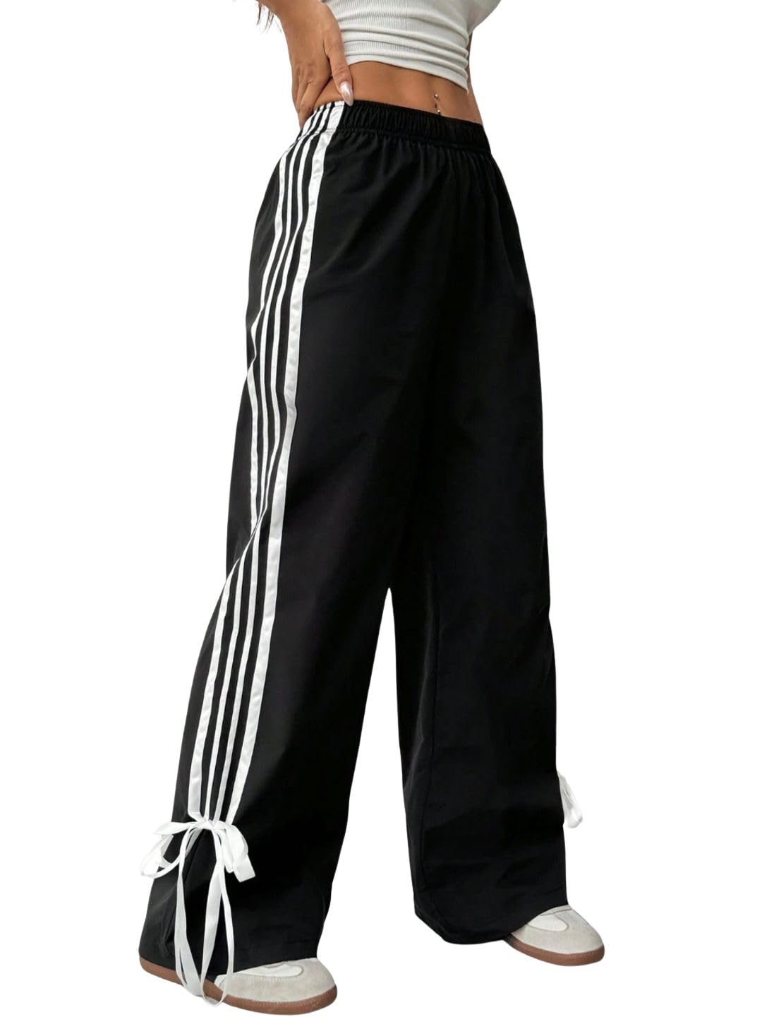 Elasticated Sporty Women Cargo Track Pant with Side Stripes-picture-49
