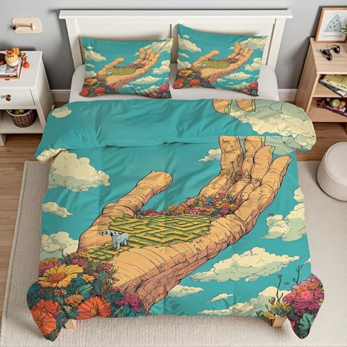 Housse de couette en microfibre douce motif palmier pour lit double - 3
