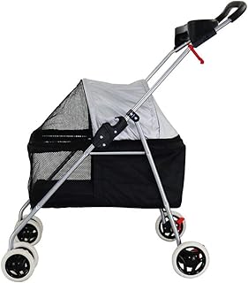 Cão de Estimação Gato Carrinho de Carrinho de Bebê Suspensão Grande 360 Graus Giratórios Porta-Copos Cesta de Armazenamento Carga Dentro de 20 Kg com Janela Rede para Cachorro (F)