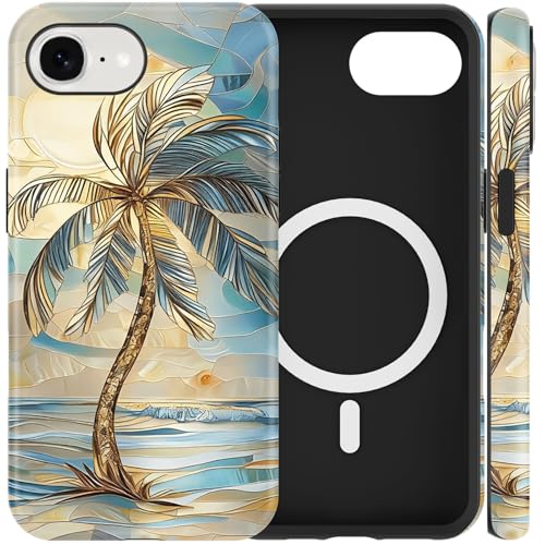 Coque iPhone 16e protection 2 en 1 magnétique motif océan vitrail antichoc écran et caméra