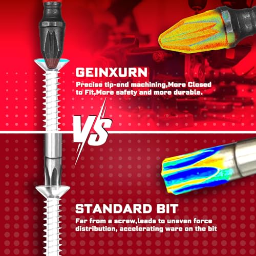 Image of Geinxurn 41-Piece Impact Resistant Screwdriver Bit Set (PH, TX, PZ, SL, Hex), 1 /4 Inch Hex Shank S2 Alloy Steel Bit Set with 75 mm Magnetic Bit Holder