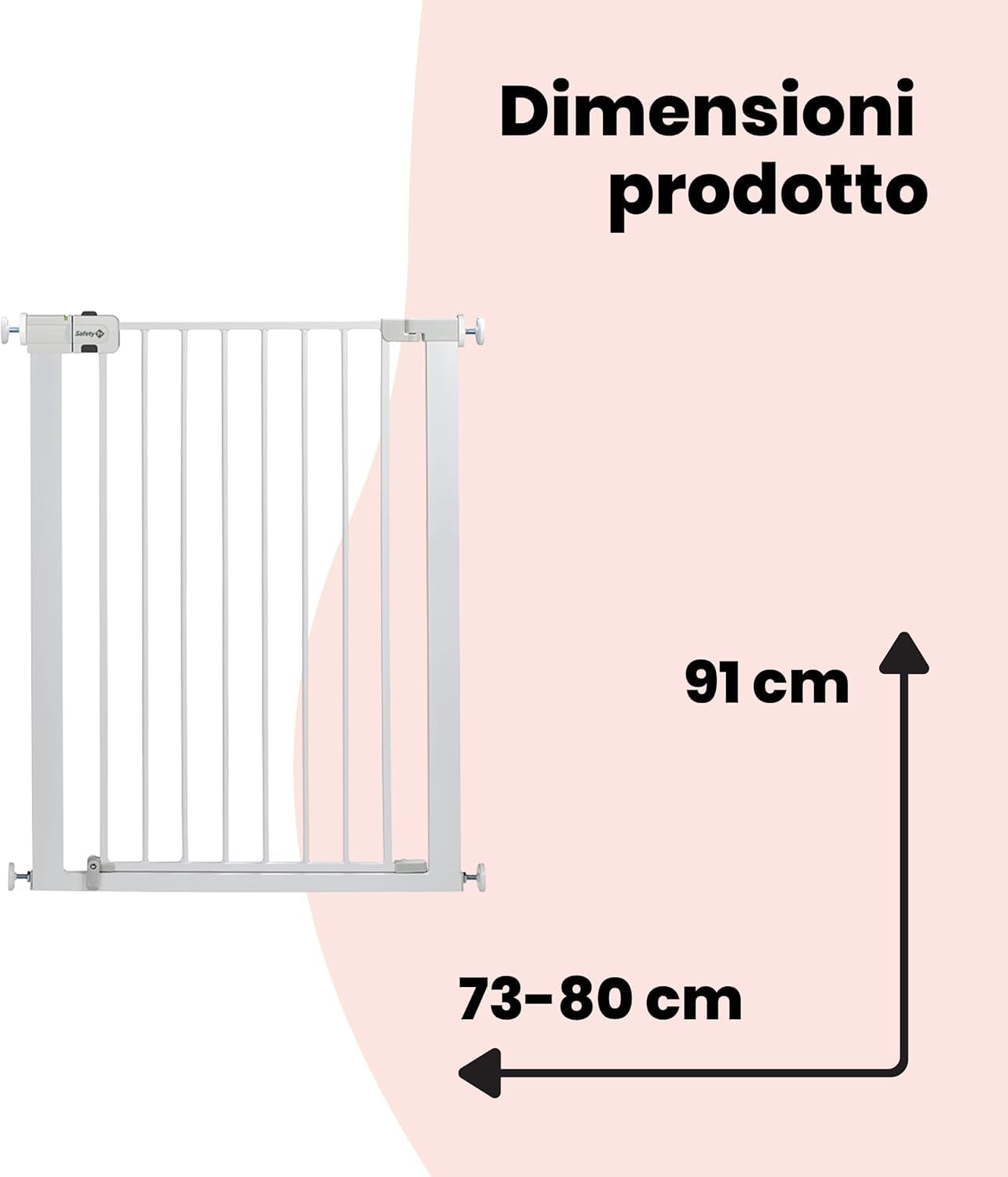 Safety 1st Easy Close Extra Tall Metal Cancelletto di sicurezza alto 91 cm, cancello per bambini, scale, porte e vani con dimensioni 73-80 cm, cancelletto per cani da interno, in metallo colore bianco
