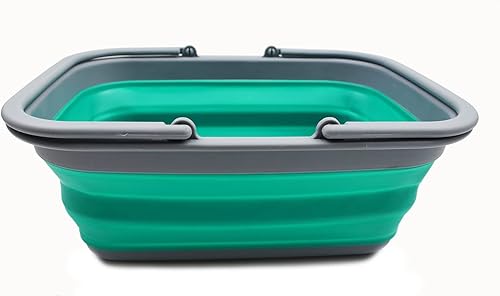 Miniatura 62 de SAMMART SAMMART - Bañera plegable con asa de 9.2L (2.37 galones) - Cesta de picnic portátil al aire libre/cráter - Bolsa de compras plegable - Azul