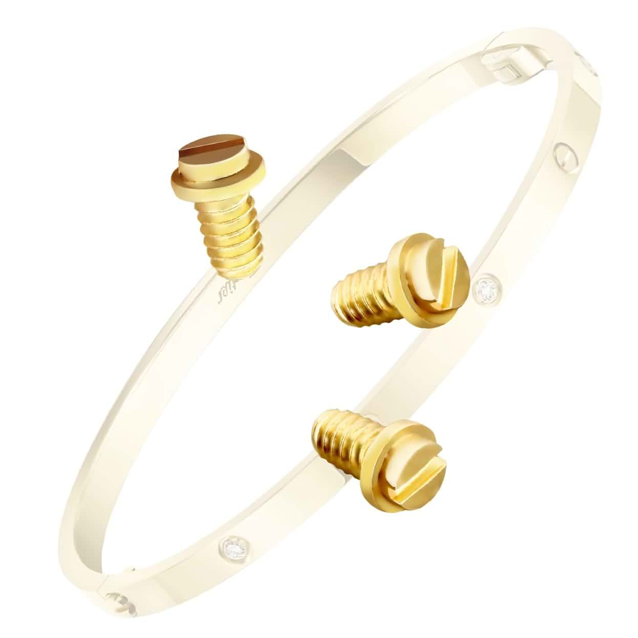 Flat Screws Replacement for Cartier Love Bracelet Screws 3.90mm 3 PCS (Gold) Iron