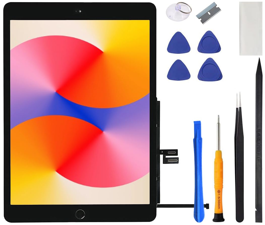 for iPad 7 7th / 8 8th Gen Screen Replacement Digitizer 2019/2020 10.2 Inch Touch Glass, for 7th or 8th Generation A2197 A2198 A2200, A2270 A2428 A2429 A2430 with Home Button, Repair Kit (Black)