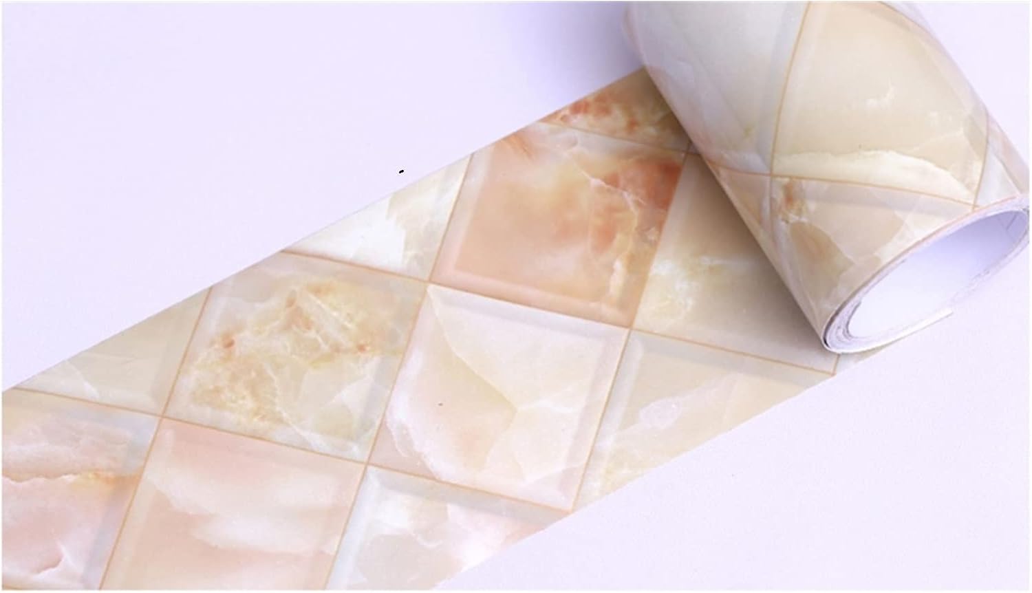 Marble Baseboard Wall Stickers Self Adhesive Waterproof Tile Waist Line Stickers Living Room Window Sill Frame Floor Wallpaper(NS-07,10CM x 5M)