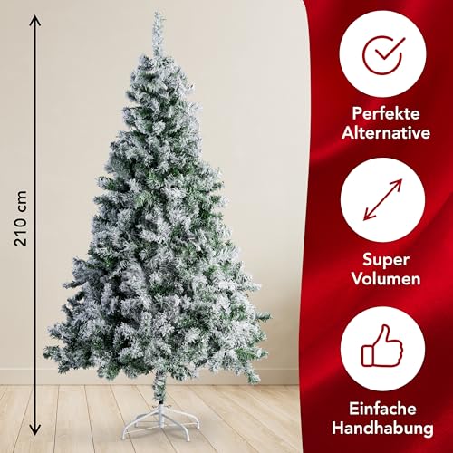 Xonic® Claus Premium künstlicher Weihnachtsbaum Schnee 210cm - Schnee Tannenbaum künstlich beschneit mit Metall-Ständer - Snow Christmas… – Ansicht 2