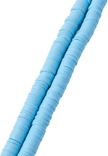 Miniatura 3 de Cheriswelry 380-400 unidshebra de arcilla polimérica de 0.236 pulgadas, cuentas de arcilla polimérica azul cielo, espaciador de disco redondo plano