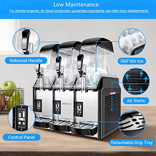 LEEVOT Margarita & Slush Machine, Double-bowl Slushie Frozen Drink Maker (3 x 12 L, 1100 W, 0 bis 8 °C, BPA-frei, 8-12 Stunden Arbeitszyklus) – Bild 4