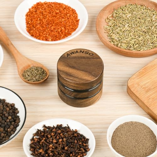 AWANSO 3-Piece Grinder, 2.5" Walnut Wood and Aluminum Grinder for Kitchen Spices - Image 10