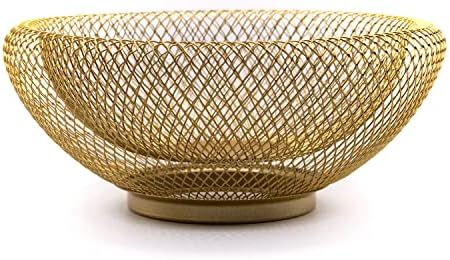 Metal Fruit Bowl Nordic Style Black or Gold Color , Made with Iron Mesh, Modern Centerpiece to Kitchen Decor and Dining Table, Medium
