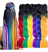 LILYKA SHOW 6 Packs 24 Inch Braiding Hair Extensions for Women Kanekalon Braiding Hair Ombre Jumb...