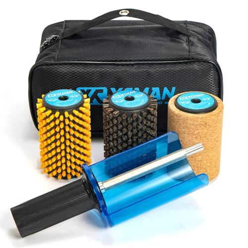 XCMAN Ski Roto Brush Kit 100mm Length-Nylon Horsehair Cork Axle with Handle and Safety Shield/Hood