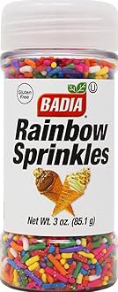 Badia Rainbow Sprinkles 3 oz – Colorful Topping for Ice Cream, Cakes, Cookies, Cupcakes & Desserts – Sweet Decoration for Baking