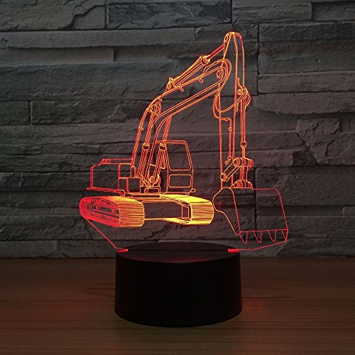 Preisvergleich Produktbild Weihnachtsgeschenk 3D Nachtlicht Bagger Bunte Fernbedienung Touch Led Beleuchtung Kreative Nachttischlampe, Möbel Dekoration Kinder Geburtstagsgeschenk