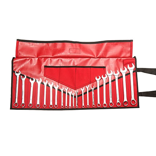 26 Pocket Tool Organizer Roll Up Pouch Sae & Metric Tools Bag Roll-Up Pouch Hand Crafted Heavy Weight, Water Proof Ballistic Polyester Oxford Canvas - Red #TOP1