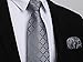HISDERN Mens Ties for Men Grey Plaid Tie Handkerchief Classic Men's Tie with Pocket Square Set Formal Necktie Silver Gray Wedding Business Ties Set