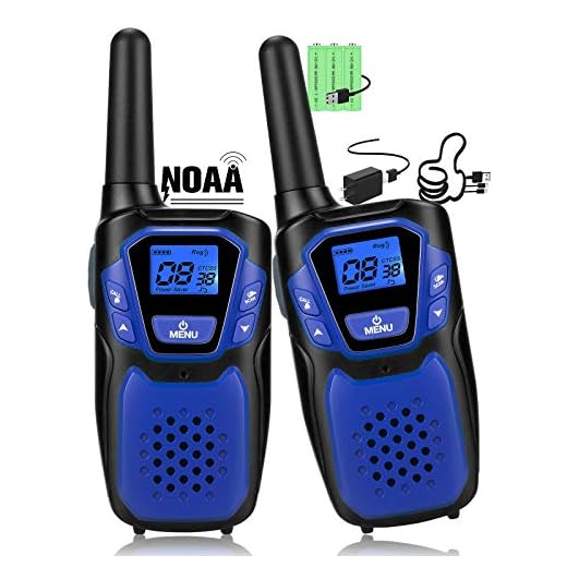 Topsung Walkie Talkies for Adult, Easy to Use Rechargeable Long Range Walky Talky Handheld Two Way Radio with NOAA for Hiking Camping(Blue 2 Pack)
